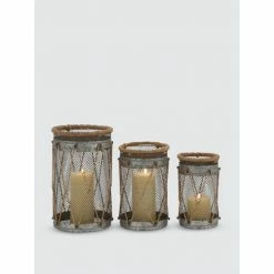 Graydon Living Rustic Rope Candle Lanterns, Set Of 3 Candles & Home Fragrances