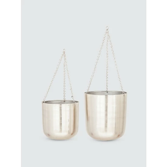 Graydon Living Glam Metallic Hanging Planters - Set Of 2 Plants & Planters