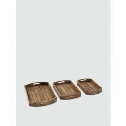 Graydon Living Rectangular Wooden Trays - Set Of 3 Decorative Accents