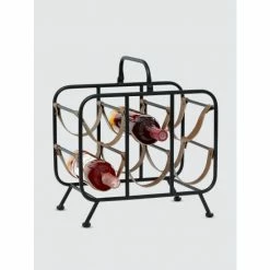 Graydon Living Metal And Leather Wine Rack Storage & Organization
