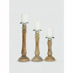 Graydon Living Wooden Candleholders, Set Of 3 Candles & Home Fragrances