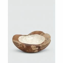 Graydon Living Abstract Teak And Capiz Shell Decorative Bowl Decorative Accents
