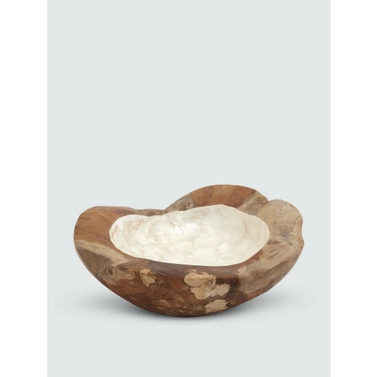 Graydon Living Abstract Teak And Capiz Shell Decorative Bowl Decorative Accents