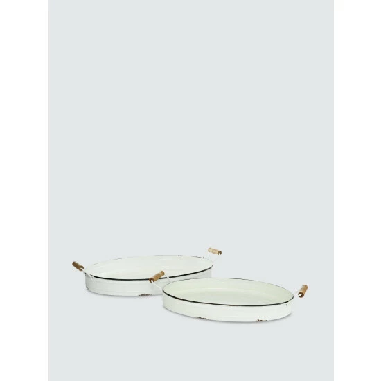 Graydon Living Distressed Round Metal Trays, Set Of 2 Decorative Accents