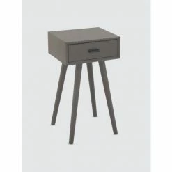 Graydon Living Rectangular Matte Side Table With Drawer Storage & Organization