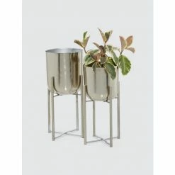 Graydon Living Cylindrical Floor Planters, Set Of 2 Plants & Planters