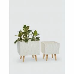 Graydon Living Diamond-Patterned Planters, Set Of 2 Plants & Planters