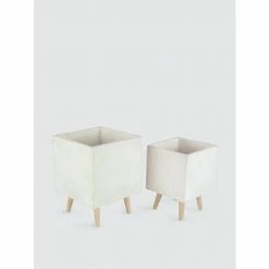 Graydon Living Fiber Clay Square Planters, Set Of 2 Plants & Planters