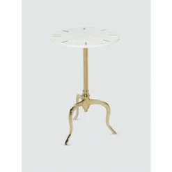 Graydon Living Marble Round Pedestal Accent Table Storage & Organization