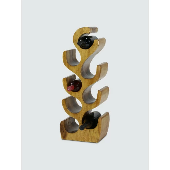 Graydon Living Rustic Carved Wooden Wine Bottle Rack Storage & Organization