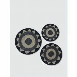 Graydon Living Round Patterned Woven Decor Plates, Set Of 3 Decorative Accents