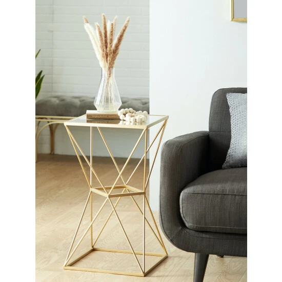 Graydon Living Geometric Mirrored Side Table Coffee & Side Tables - Image 2