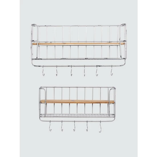Graydon Living Storage Shelves With Hooks, Set Of 2 Storage & Organization - Image 2