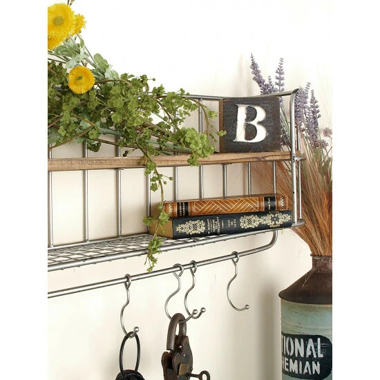 Graydon Living Storage Shelves With Hooks, Set Of 2 Storage & Organization - Image 3