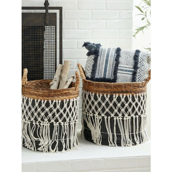 Graydon Living Tasseled Baskets, Set Of 2 Storage & Organization - Image 3