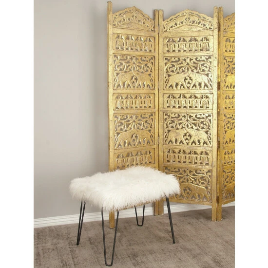 Graydon Living Faux Fur Stool Stools & Benches - Image 3