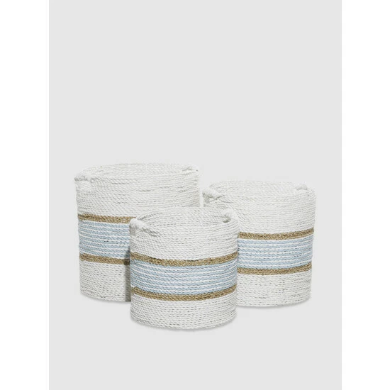 Graydon Living Striped Round Baskets, Set Of 3 Storage & Organization