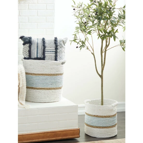 Graydon Living Striped Round Baskets, Set Of 3 Storage & Organization - Image 2