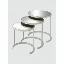 Graydon Living Mirrored Nesting Tables, Set Of 3 Coffee & Side Tables