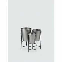 Graydon Living Metal Modern Planters, Set Of 3 Plants & Planters