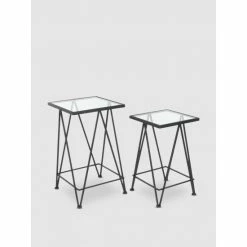 Graydon Living Square Glass Side Tables, Set Of 2 Coffee & Side Tables