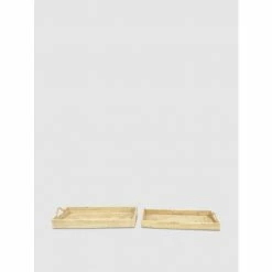 Graydon Living Neutral Rattan Trays, Set Of 2 Decorative Accents