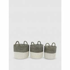 Graydon Living Two-Tone Woven Baskets, Set Of 3 Storage & Organization