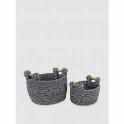 Graydon Living Hand-Woven Round Baskets, Set Of 2 Storage & Organization
