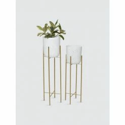Graydon Living Metallic Tall Standing Planter - Set Of 2 Plants & Planters
