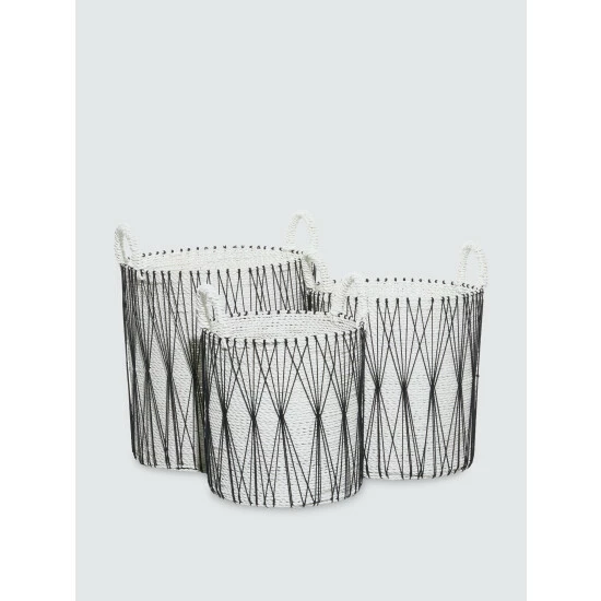 Graydon Living Diamond Weave Baskets, Set Of 3 Storage & Organization