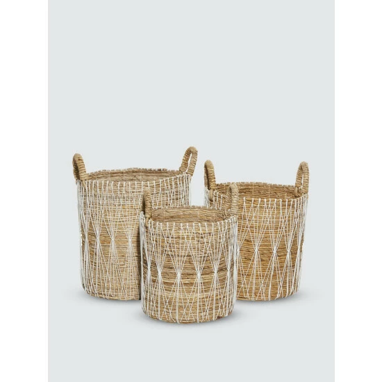 Graydon Living Diamond-Weave Baskets, Set Of 3 Storage & Organization