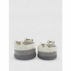 Graydon Living Hand-Woven Round Baskets, Set Of 2 Storage & Organization