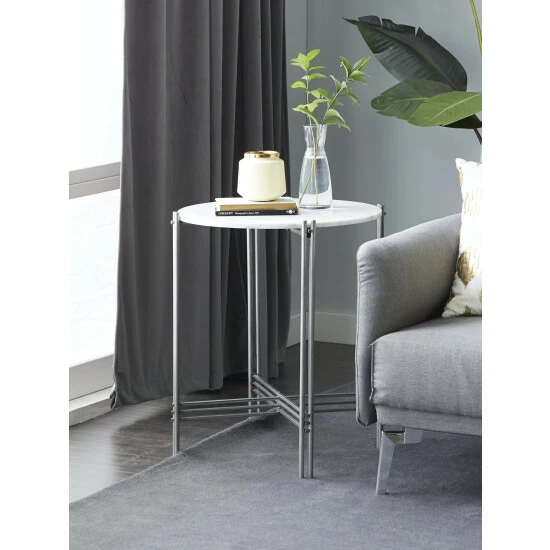 Graydon Living Metal And Marble Accent Table Coffee & Side Tables - Image 3