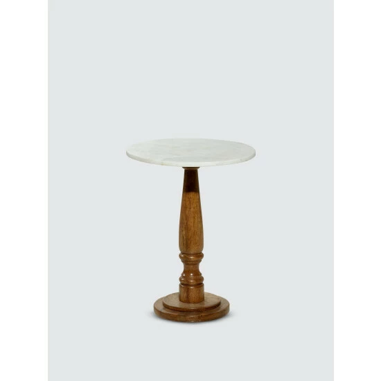 Graydon Living Round Wood And Marble Accent Table Coffee & Side Tables
