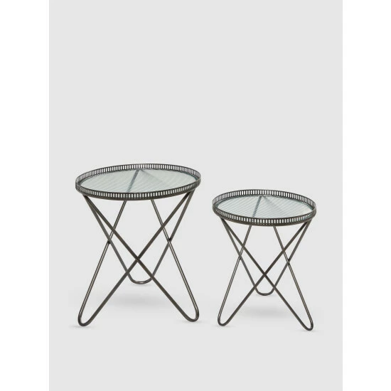 Graydon Living Ridged Glass Accent Tables, Set Of 2 Coffee & Side Tables