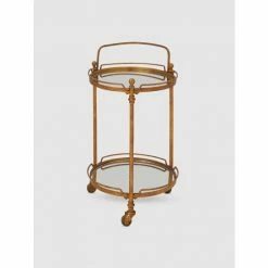 Graydon Living Faux Brass Round Bar Cart Storage & Organization