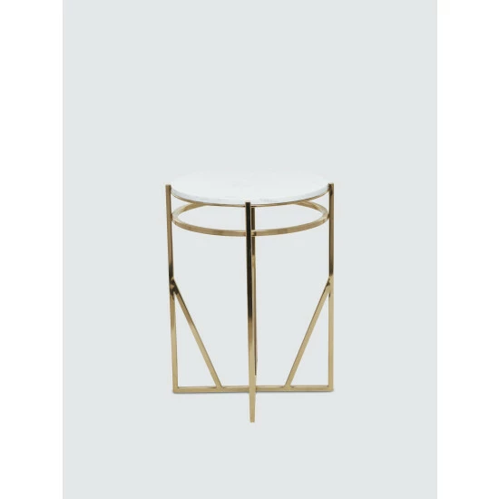 Graydon Living Round Metallic Pedestal Table Coffee & Side Tables - Image 2