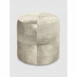 Graydon Living Leather Hide Round Ottoman Stools & Benches