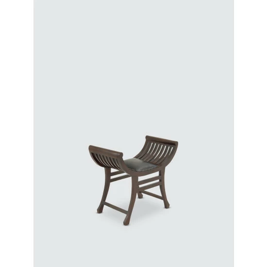 Graydon Living Curved Leather Stool Stools & Benches - Image 2