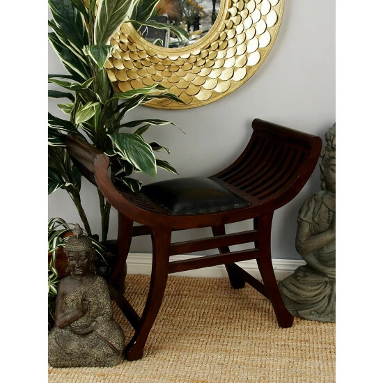 Graydon Living Curved Leather Stool Stools & Benches - Image 3