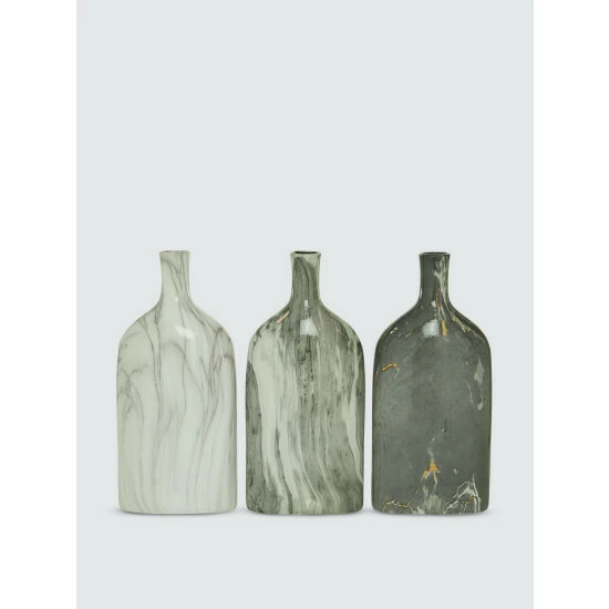 Graydon Living Tall Glossy Marble Vases, Set Of 3 Decorative Accents