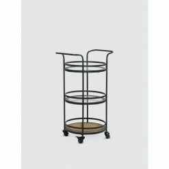 Graydon Living Round 3-Tier Industrial Bar Cart Storage & Organization