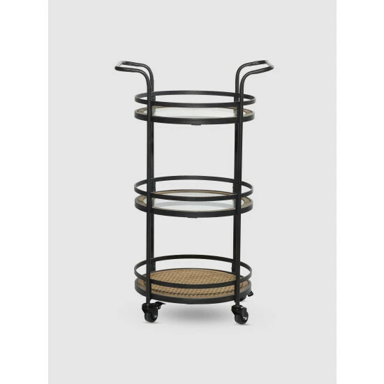 Graydon Living Round 3-Tier Industrial Bar Cart Storage & Organization - Image 2