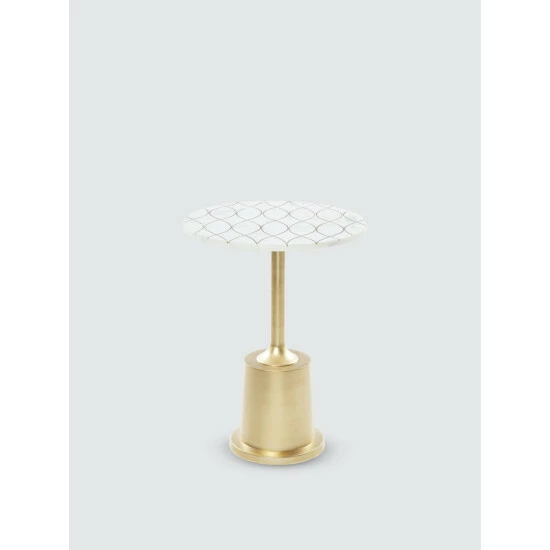 Graydon Living Marble Pedestal Side Table Coffee & Side Tables
