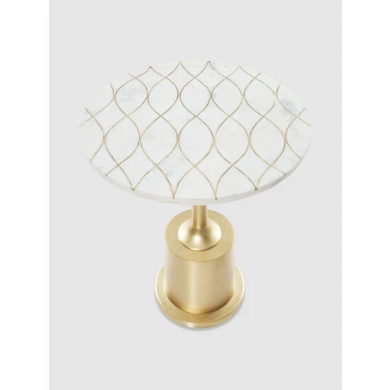 Graydon Living Marble Pedestal Side Table Coffee & Side Tables - Image 2