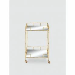 Graydon Living Metallic Faux Bamboo Square Bar Cart Storage & Organization