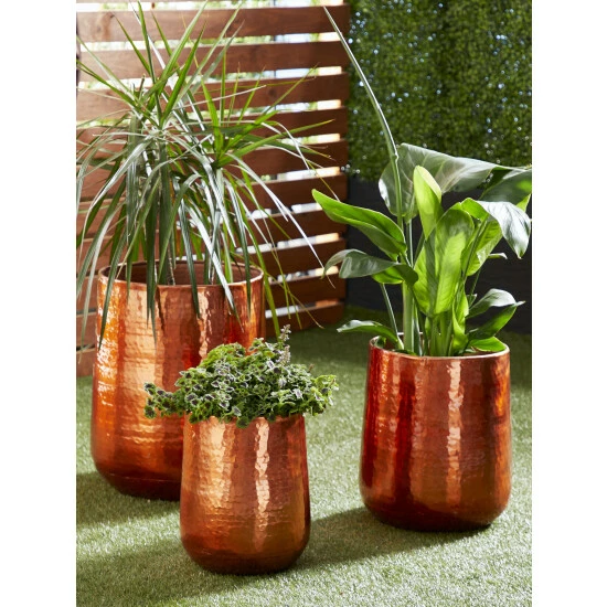 Graydon Living Hammered Planters, Set Of 3 Plants & Planters - Image 3