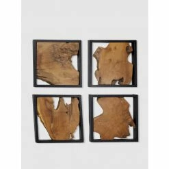 Graydon Living Reclaimed Teakwood Wall Decor, Set Of 4 Art