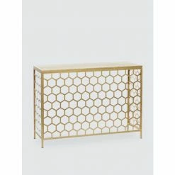 Graydon Living Metallic Honeycomb Console Table Coffee & Side Tables