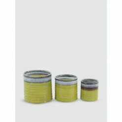 Graydon Living Cylindrical Ceramic Planters, Set Of 3 Plants & Planters